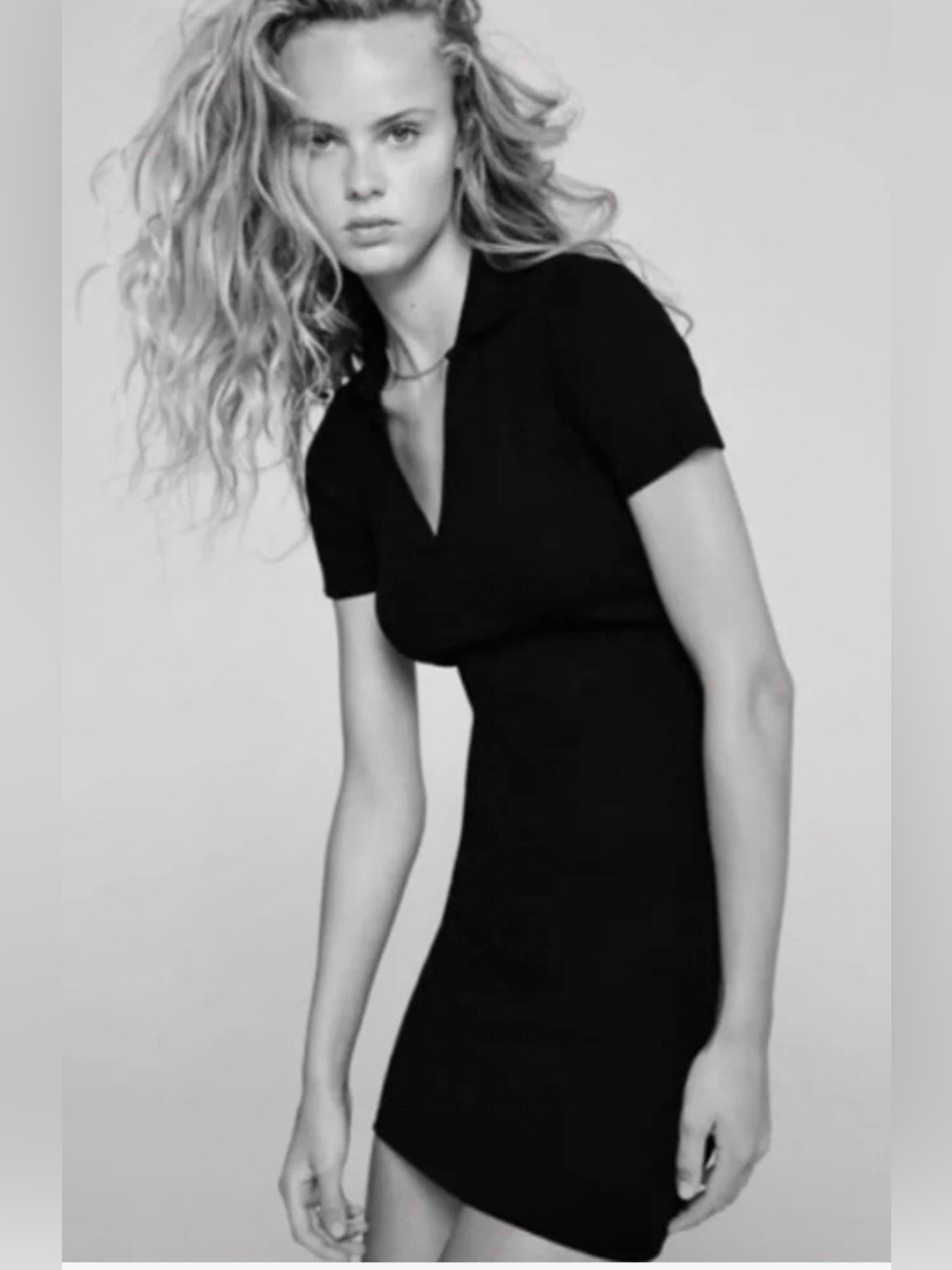 NWT Zara Join Life Collection Black Polo Collar Ribbed Mini Dress, Sz M